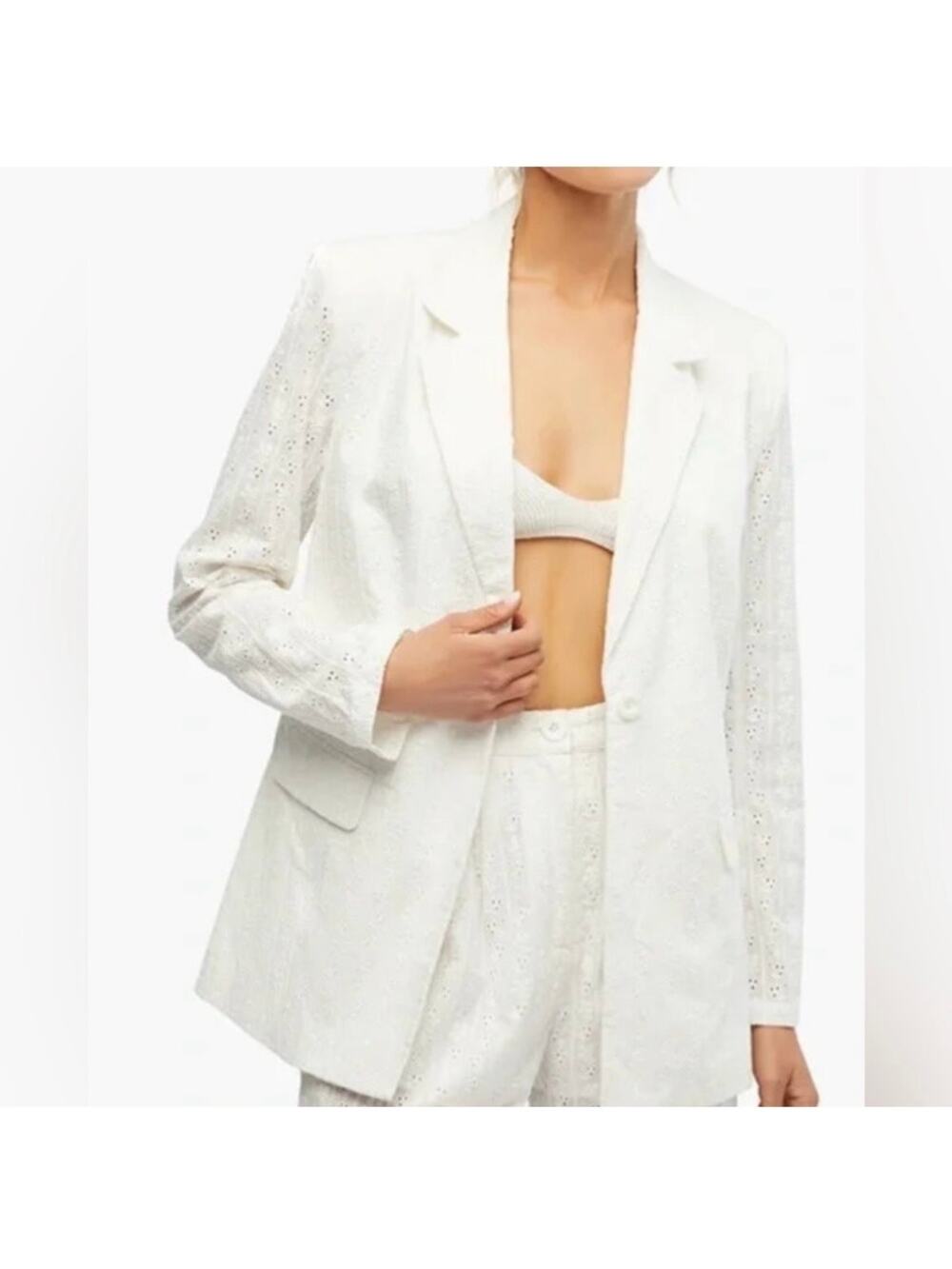 WeWoreWhat Eyelet Cotton Blazer White